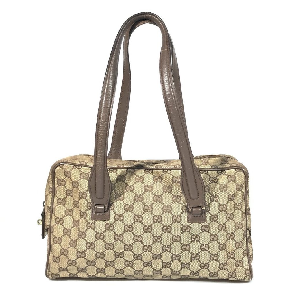 00026160# Authentic Gucci Tote Bag GG Canvas Brown